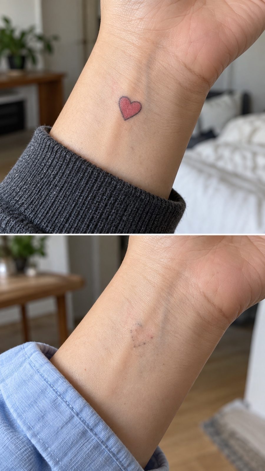 手腕彩色小爱心:面积小,疗程和费用通常较低,吉隆坡 Removal-KL 洗纹身真实案例